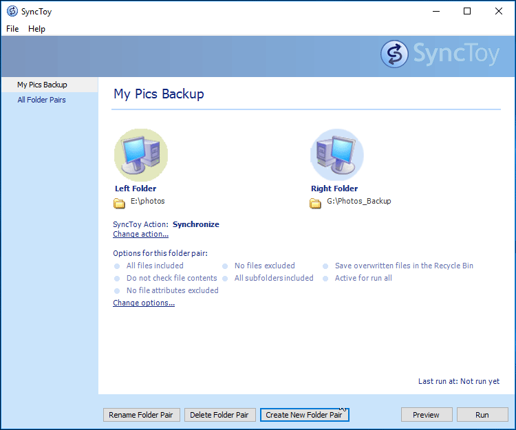 preview or run the sync task